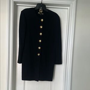 St. John Classic Black blazer sweater with Gold buttons and side opening